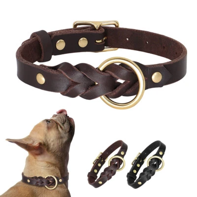 Genuine Leather Dog Collar Heavy Duty Braided Adjustable for Medium Large Dogs - Image 1 of 4