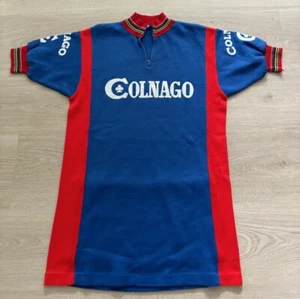 Vintage COLNAGO Cycling Wool Blue Racing Jersey Made in Italy Rare - Picture 1 of 10