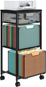 3 Drawer Mobile File Cabinet for Home Office, Rolling Filing Cabinet on Lockable - Picture 1 of 7