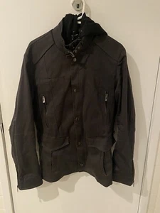 Politix Zip-up Jacket With Removable Hoodie Size Medium Dark Brown - Picture 1 of 4