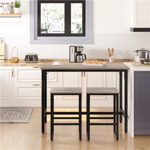 Breakfast Bistro Table Set 3 Piece Bar Table Set Counter Height Table Stools - Picture 1 of 12
