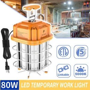 80W LED Temporary Work Light 11,600LM Linkable Construction Jobsite Lights 5000K - Picture 1 of 9