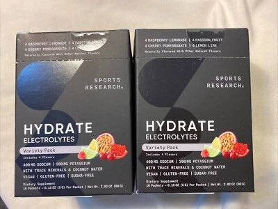 Lot of 2 Sports Research Hydrate Electrolytes 16 Variety Pack Exp 05/26 Sealed - Image 1 of 2