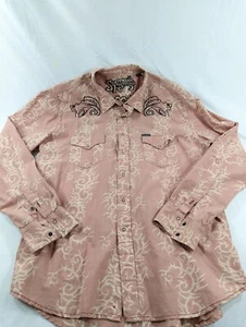 Southern Thread Mens Long Slv Embroidered Snap Pink Shirt  XXL  Pocket Antlers - Picture 1 of 8