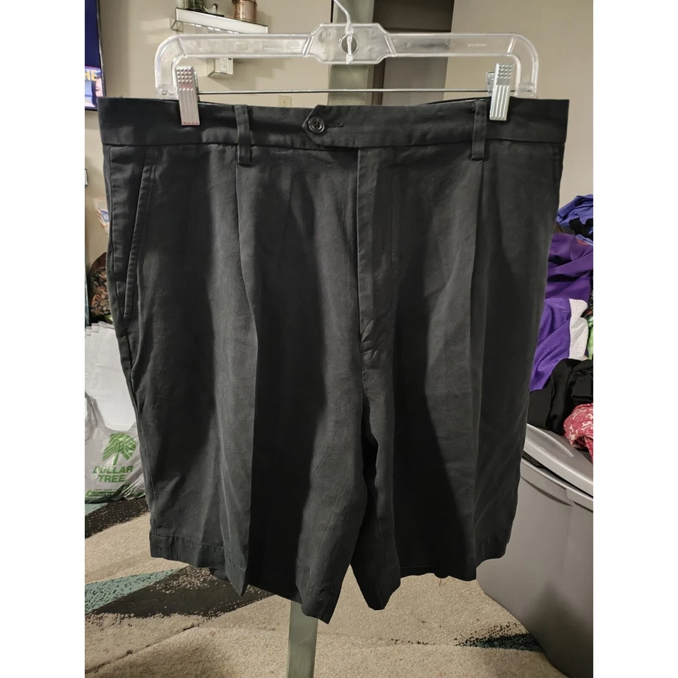 Pantalones Cortos Chinos Bugatchi Uomo 80% Seda 20% Lino Plisados Frontales Para Hombre Talla 35 Negros Foto 1 de 4