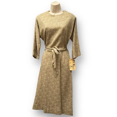 1950s Stacy Ames Gold Wool Metallic Knit Dress Lurex Lamé Belt Union Vintage M  - Image 1 of 4