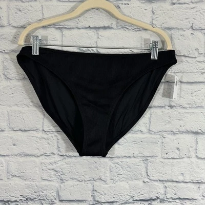 Nuevo con etiquetas Parte inferior de natación de bikini acanalada negra para mujer Old Navy grande Foto 1 de 4