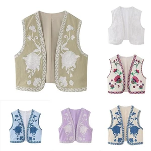 Frauenweste Weiblich Ärmellos Frühling Heim Keine Elastizität Kurze Jacke - Picture 1 of 16