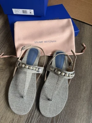 Sandalia Stuart Weitzman Perla Correa en T Azul Atlántico Talla 9 Nueva Con Caja Foto 1 de 4