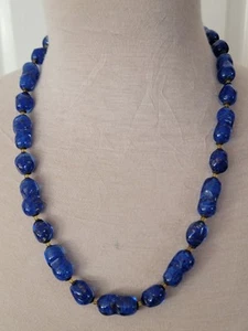 Lovely Ladies Blue Murano Glass Venetian Glass Gold Flecks Necklace Opera Length - Picture 1 of 5