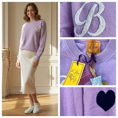 Nuevo Suéter Le Lion Lana Lavanda Mujeres B Monograma Italia Pequeño Nuevo con Etiquetas Regalo de Vacaciones Foto 1 de 4