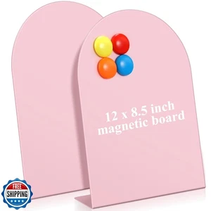 Shimeyao 2 Pcs Pink Magnetic Bulletin Board for Tabletops with 8 Magnets 12 x - Picture 1 of 5