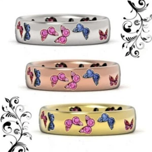 Women Rings Size 5-11 Exquisite Originality Filled Zircon Butterfly - Picture 1 of 18