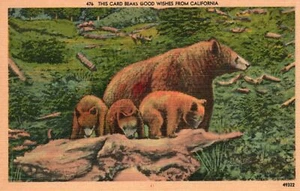 Diese Karte trägt gute Wünsche aus Kalifornien CA Vintage Postkarte 1930er - Bild 1 von 2