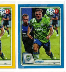 JORDAN MORRIS 2020 Bowman MLS Soccer #90 BLUE PARALLEL CARD Seattle Sounders