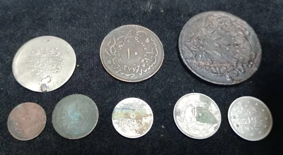 VERY RARE! OTTOMAN EMPIRE LOT OF 8 COINS period 1843-1912 - Image 1 of 4