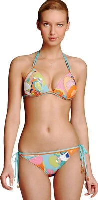Trina Turk Sea Cove Push Up Halter Top & Tie Bottom Traje de Baño Conjunto de Bikini Foto 1 de 4
