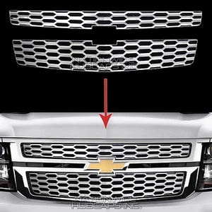 2015-18 Chevy Tahoe Suburban CHROME Snap On Grille Overlays Grill Covers Inserts - Picture 1 of 10