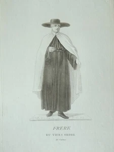 GRAVURE XVIII° PORTRAIT MOINE RELIGIEUX RELIGION DIEU JESUS  FRERE TIERS ORDRE - Foto 1 di 8