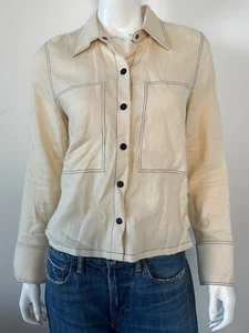 Scotch and Soda Ivory Button Down Top Linen Cotton Size Small - Picture 1 of 4