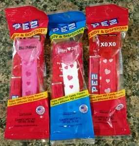 Pez Crystal Valentine's Hearts, Happy Heart Day!,XOXO,candy dispensers. Set of 3 - Picture 1 of 2
