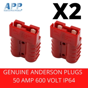 2 x Genuine Anderson APP SB50 Power Plug Cable Connector 6AWG 50AMP IP64 Red - Picture 1 of 2