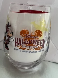 Disney Japan Ambassador Hotel Halloween Wine Glass Mickey Minnie Chip Dale Stitc - Picture 1 of 8