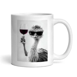 Emu With Red Wine - Cute Funny Kitchen Animals Sunglasses - Mug - Picture 1 of 4