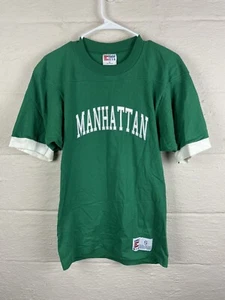 Manhattan College T-Shirt Men’s Size Small Green Single Stitch - Picture 1 of 8
