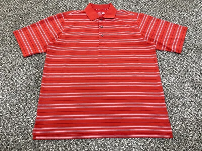 Jack Nicklaus Performance 18 Golf Polo Shirt Red-Orange Striped Mens Size Large - Image 1 of 4