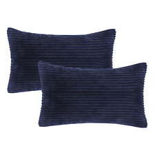 2 Pack Soft Corduroy Striped Velvet Rectangle Decorative Throw Pillow 12" x 20"