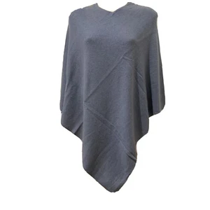 Women's Cashmere Poncho - Grey Premium Quality Pullover Winter Body Wrap Top - Picture 1 of 6