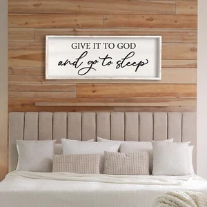 3D Give it to God and Go to Sleep Sign Wall Decor Wood Frame 40" X 15" Master... - Picture 1 of 7