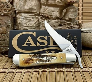 Case XX USA 2024 6.5 Burnt BONE STAG 65303 Stainless Russlock Pocket Knife - Picture 1 of 4