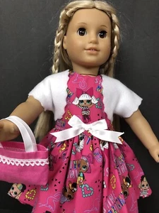 18 Zoll Puppe rosa LOL Kleid Set Made to F Fit American Girl Puppen, Achselzucken Handtasche - Bild 1 von 5