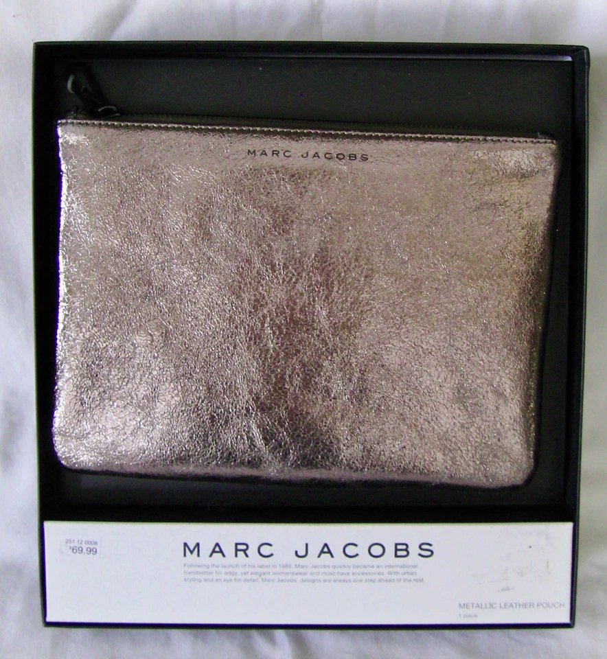 Neiman Marcus by Marc Jacobs Metallic Leather Pouch Silver