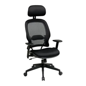 Office Star Products Ergonomic Chair 56.25" H Big + Tall Black Mesh, Swivel Seat - Picture 1 of 6