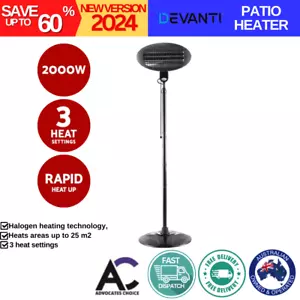 Devanti 2000w Electric Portable Patio Strip Heater Free Postage Steel Black New - Picture 1 of 8