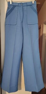 Vintage 1970s Woolco Stroller Blue Women's Pants Bell Bottoms Flare Sz 10 Disco - Picture 1 of 5