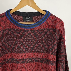 Vtg Christian Dior Monsieur Mens Sweater L/XL Cosby Grandpa 80’s Geometric USA - Picture 1 of 10