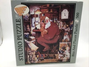 Bits And Pieces "Just One More Stitch" Christmas Santa Studio 500 Piece Puzzle - Picture 1 of 10