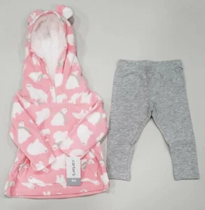 Carter's Baby Girl's Hoodie and Leggings Pink Set 6m NWT 2-piece Fleece Bears - Picture 1 of 6