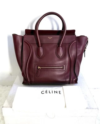*XMAS SALE*CELINE BURGUNDY 30cm MINI Luggage Bag In Smooth Calf Leather RTP$6.8K - Image 1 of 4