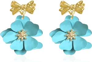 Gold Schleife Blume Ohrstecker Boho Matt Floral Ohrringe Romantisch Cool Trendy Je - Bild 1 von 5