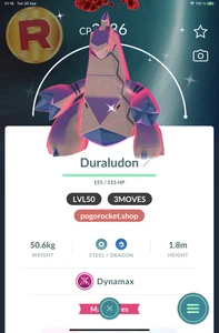 Shiny Dmax Duraludon LVL50 3MOVES Dynamax Go Reg or 1M FAST TRADE - Bild 1 von 2
