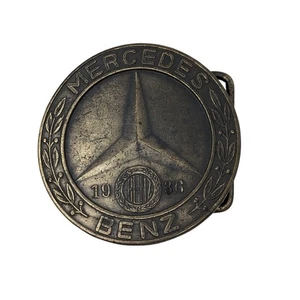 Vintage Mercedes Benz Logo Brass Belt Buckle Round - Picture 1 of 3