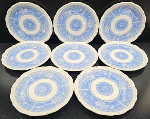 (8) Syracuse China Strawberry Hill Blue Salad Plates Set Vintage Restaurant Ware - Picture 1 of 24
