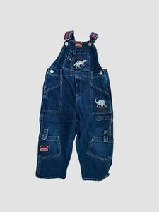 VTG Y2K Toddler Dinosaur Overalls Jurassic Safari Raptor Denim Carpenter Bibs 3T - Picture 1 of 7