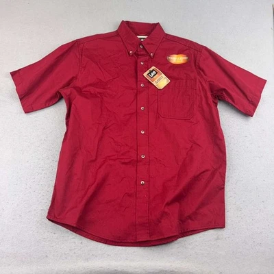 Lee Shirt Mens Medium Red Cotton Wrinkle Resist Short Sleeves Button Up NWT - Image 1 of 4