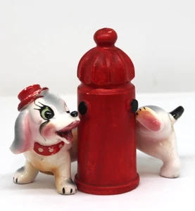 Vintage Japan Artmark Dackel Hund & Hydrant Salz & Pfefferstreuer - Bild 1 von 9